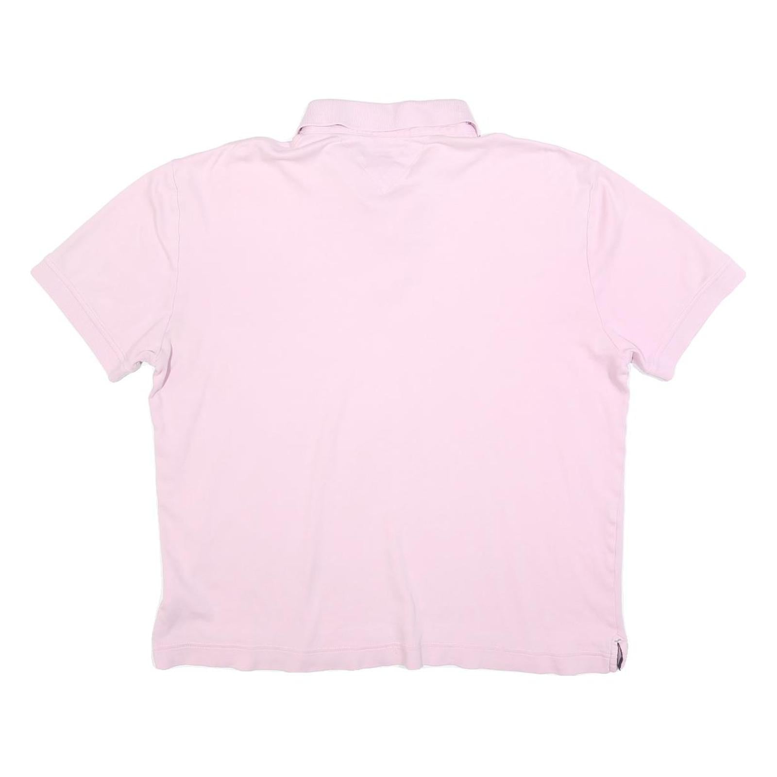 TOMMY HILFIGER Mens Pink Short Sleeve Plain Polo Shirt L Casual Cotton Blend