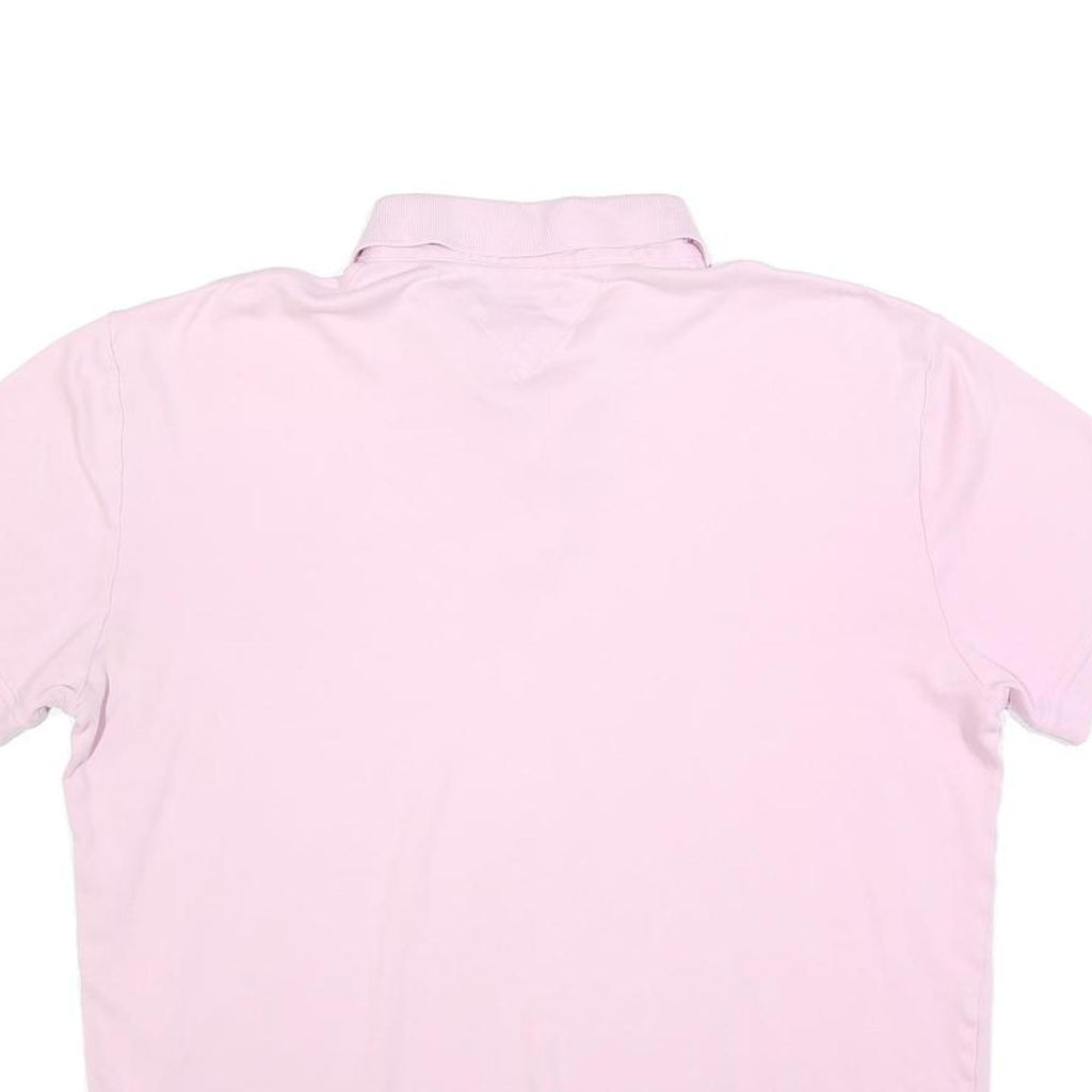 TOMMY HILFIGER Mens Pink Short Sleeve Plain Polo Shirt L Casual Cotton Blend
