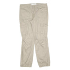 H&M Womens Cotton Blend Beige Regular Cargo Trousers W35 L32 Casual Pockets Zip