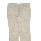 H&M Womens Cotton Blend Beige Regular Cargo Trousers W35 L32 Casual Pockets Zip