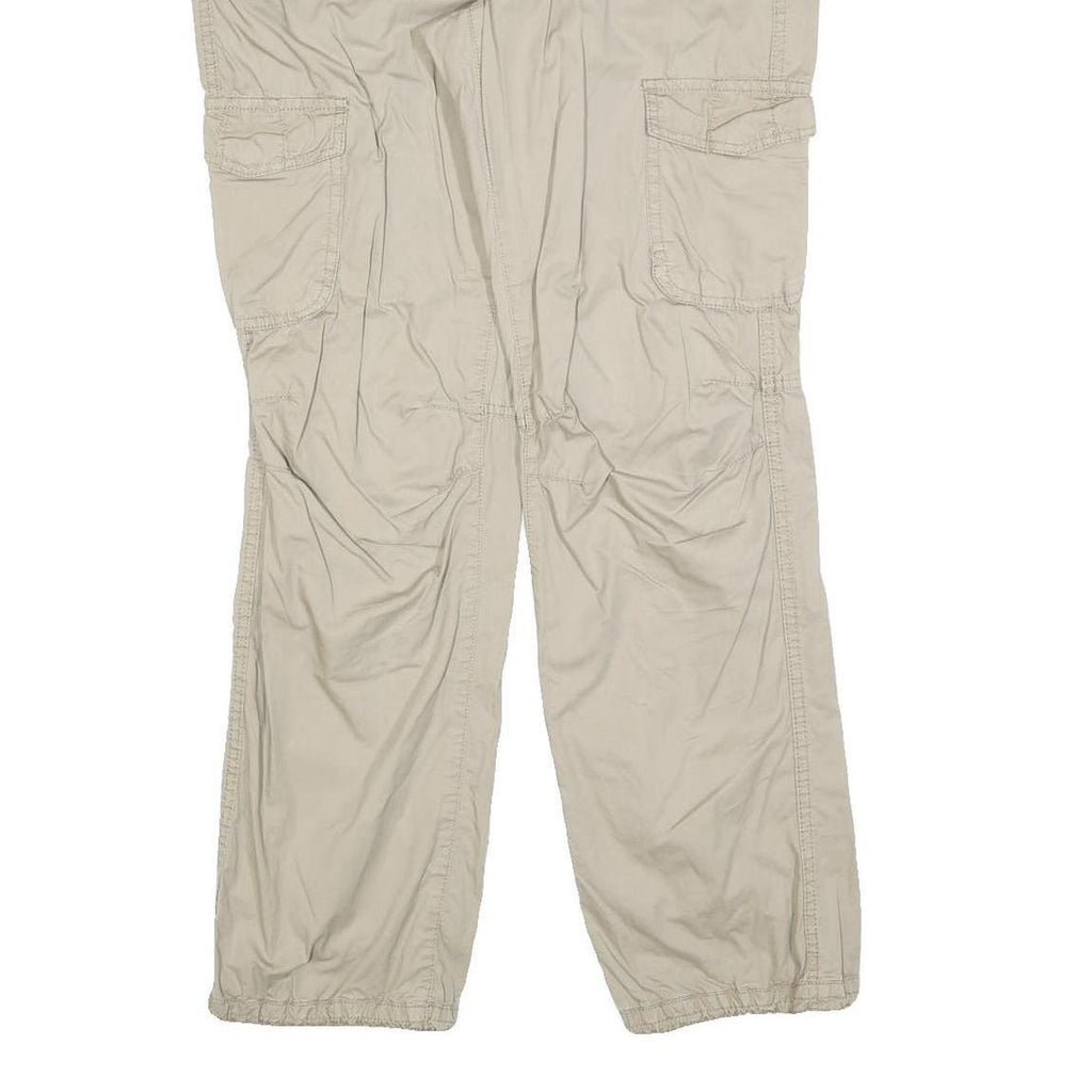 H&M Womens Cotton Blend Beige Regular Cargo Trousers W35 L32 Casual Pockets Zip