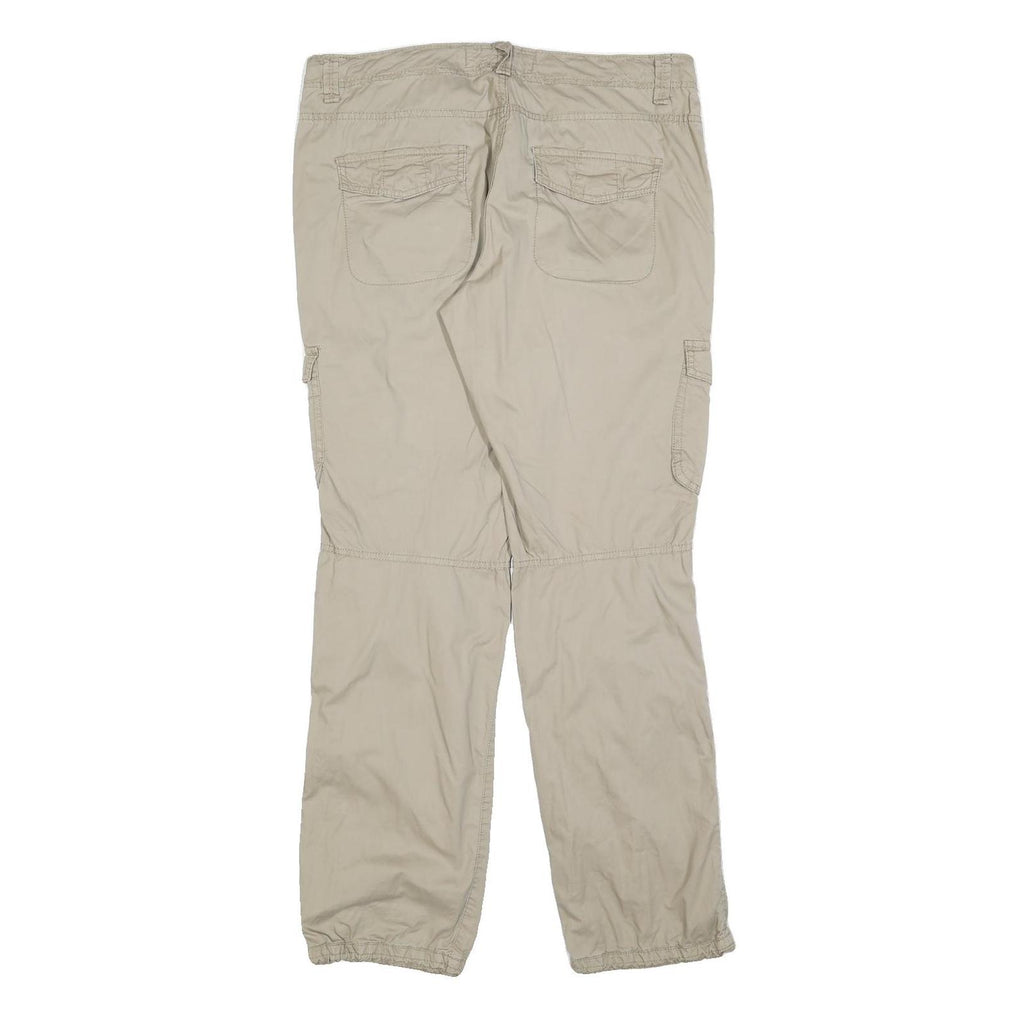 H&M Womens Cotton Blend Beige Regular Cargo Trousers W35 L32 Casual Pockets Zip