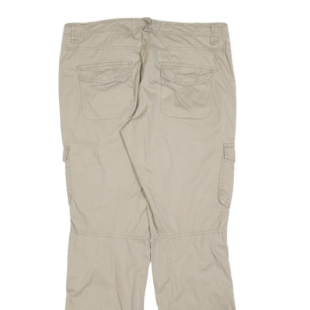 H&M Womens Cotton Blend Beige Regular Cargo Trousers W35 L32 Casual Pockets Zip