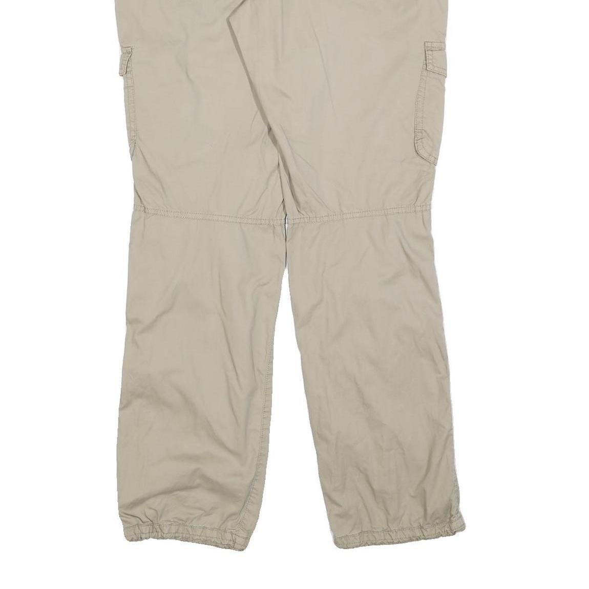 H&M Womens Cotton Blend Beige Regular Cargo Trousers W35 L32 Casual Pockets Zip