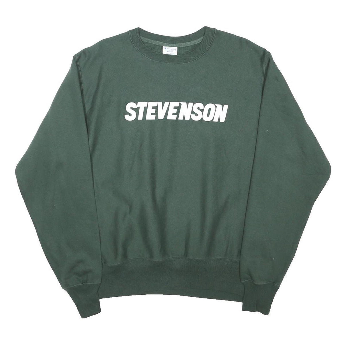 CHAMPION REVERSE WEAVE Mens Green Crew Neck M Stevenson Printed Sweatshirt