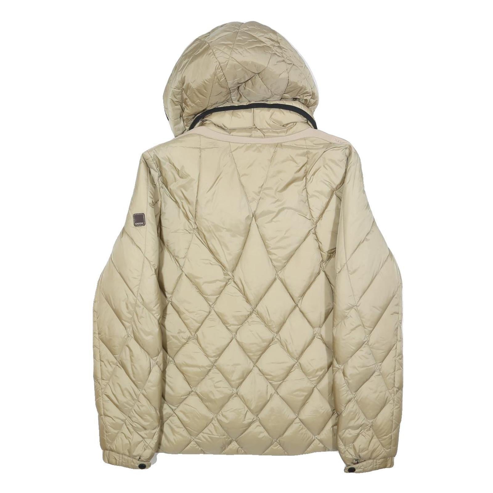 GEOX Womens Beige Quilt Jacket UK 10 Polyester Hooded Zip Lightweight Casual