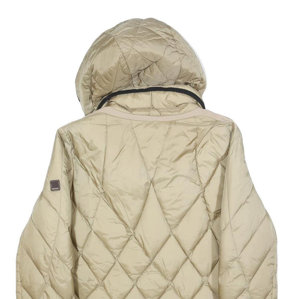 GEOX Womens Beige Quilt Jacket UK 10 Polyester Hooded Zip Lightweight Casual