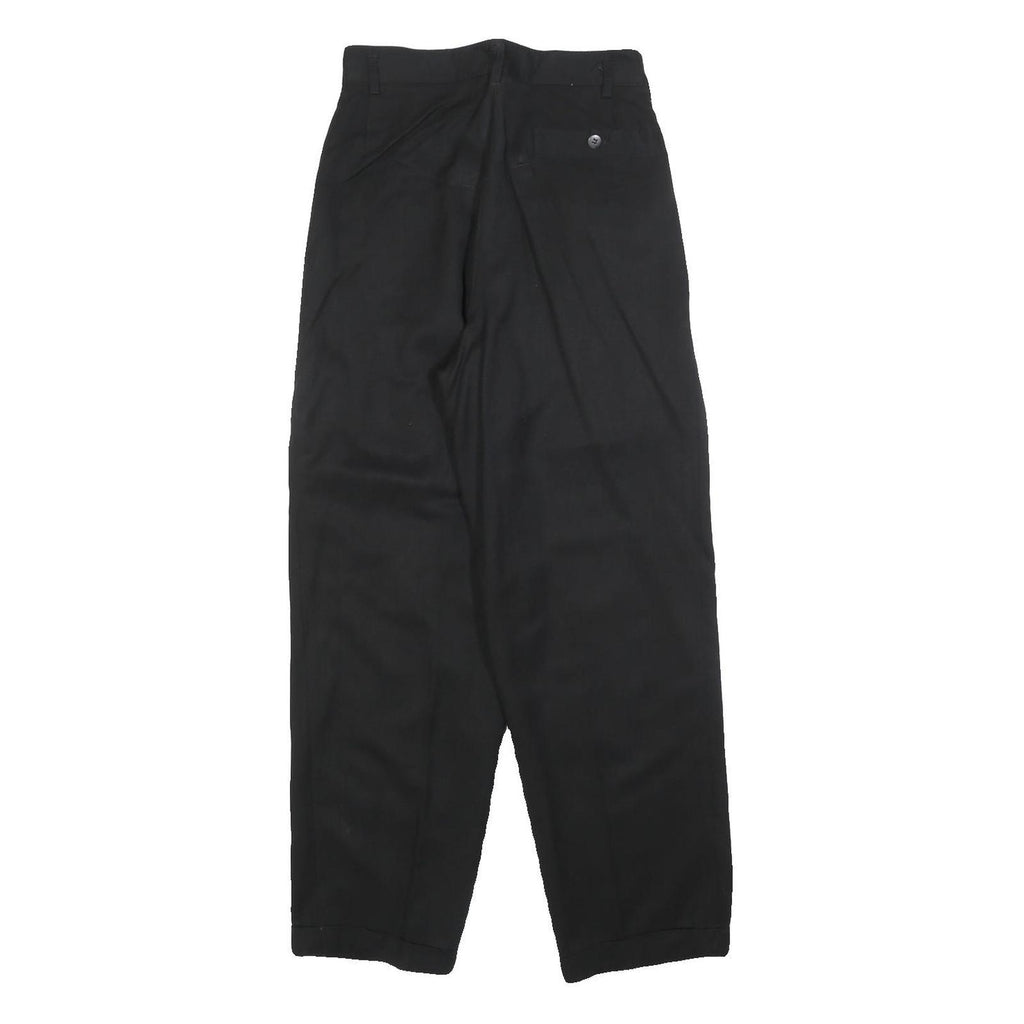 Womens Black Relaxed Zip Trousers W26 L28 Comfortable Casual Straight Leg