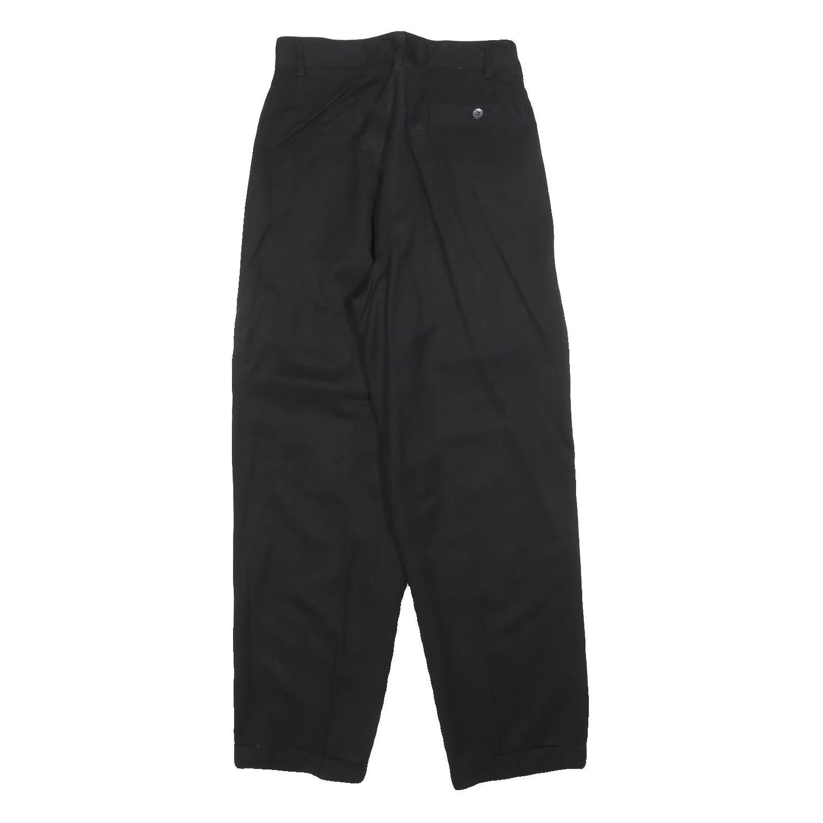 Womens Black Relaxed Zip Trousers W26 L28 Comfortable Casual Straight Leg