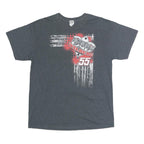 GILDAN Mens Grey Bud Walberg 55 Graphic T-Shirt L Short Sleeve Crew Neck Racing