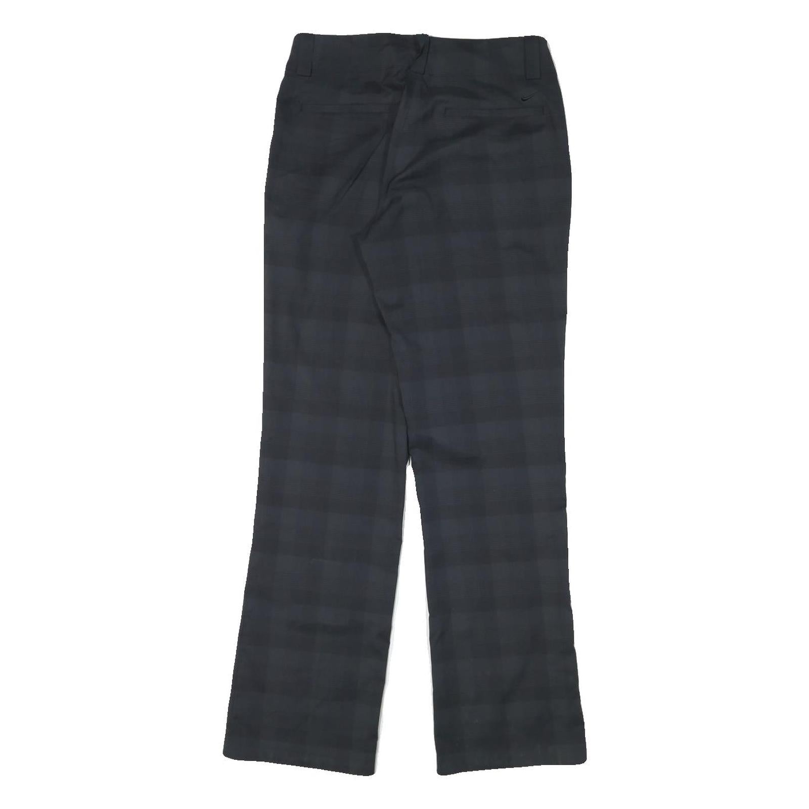 NIKE Womens Polyester Blend Black Regular Straight Trousers W28 L30 Zip Closure