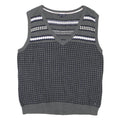TOMMY HILFIGER Womens Grey Patterned Cotton Blend Sleeveless V-Neck Jumper XL