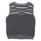 TOMMY HILFIGER Womens Grey Patterned Cotton Blend Sleeveless V-Neck Jumper XL
