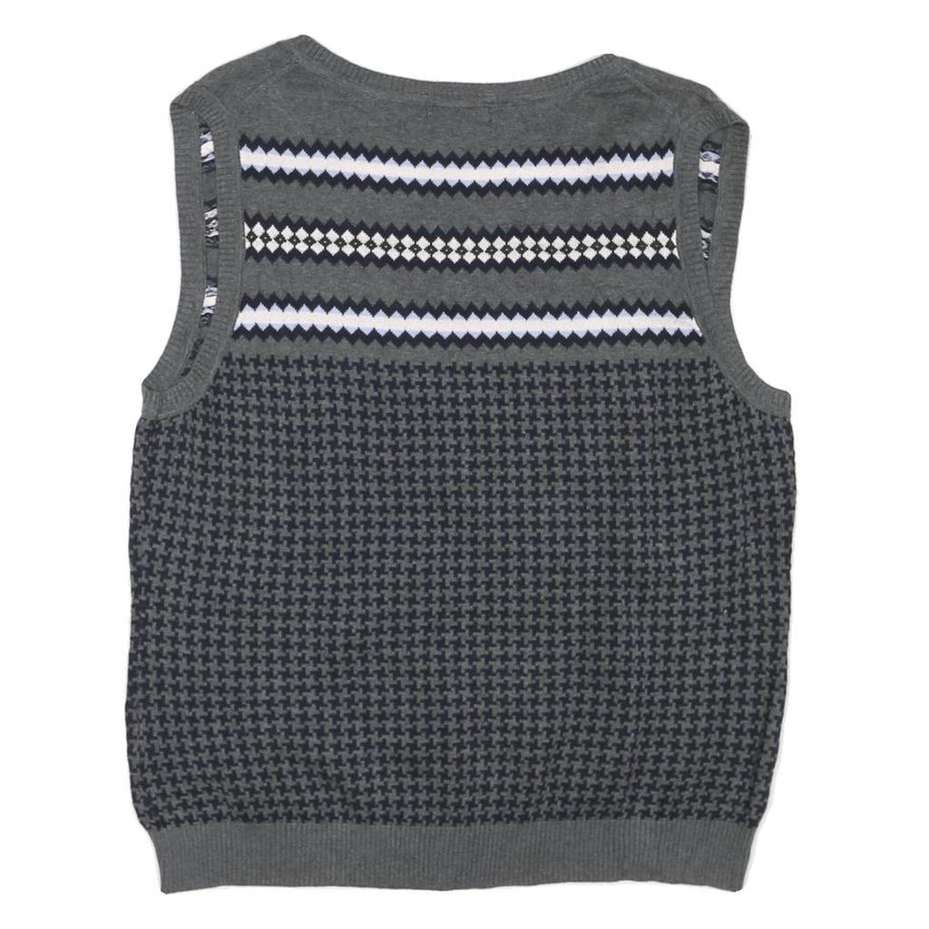 TOMMY HILFIGER Womens Grey Patterned Cotton Blend Sleeveless V-Neck Jumper XL