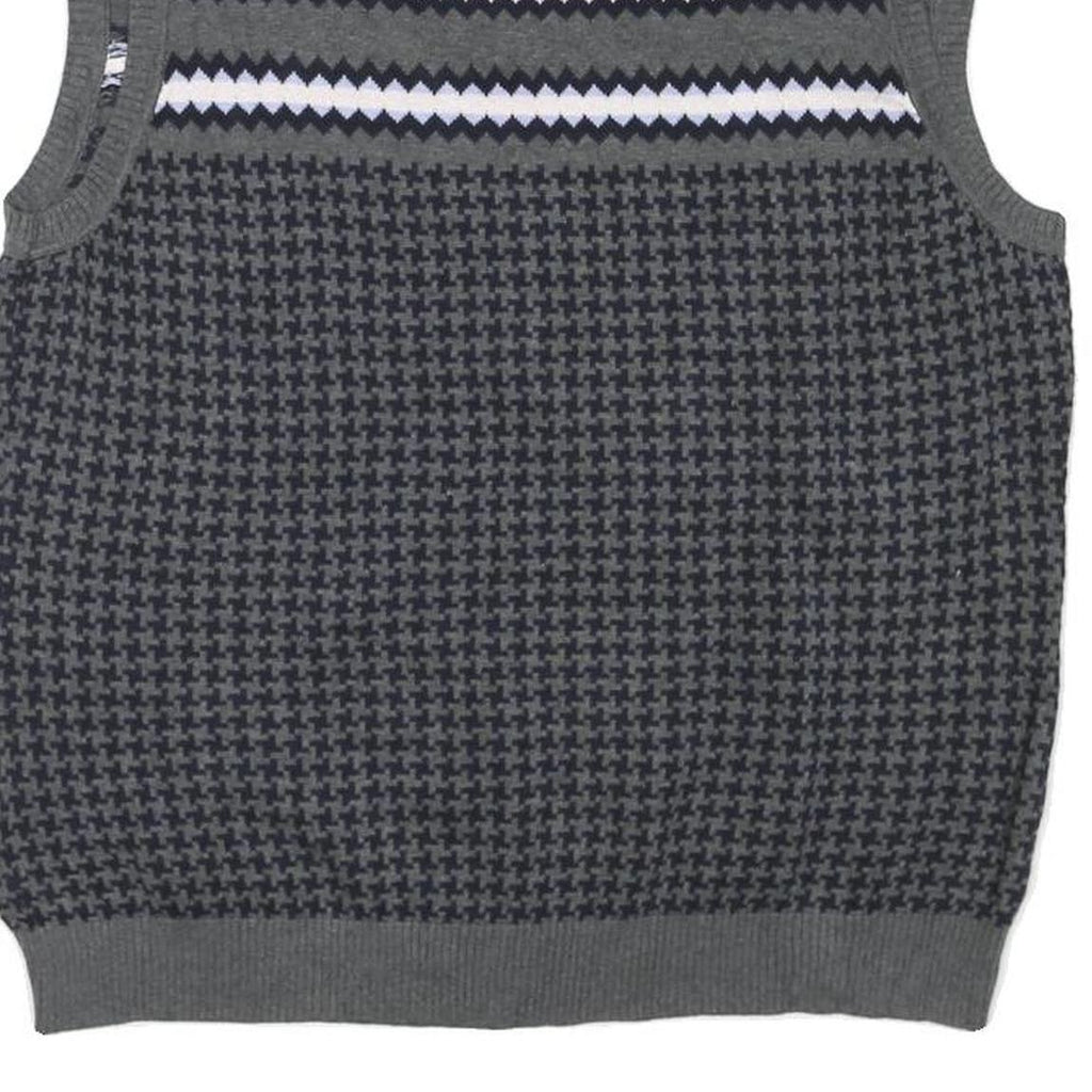 TOMMY HILFIGER Womens Grey Patterned Cotton Blend Sleeveless V-Neck Jumper XL