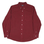TOMMY HILFIGER Mens Red Cotton Blend Shirt L Classic Check Button-Down Collar