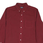 TOMMY HILFIGER Mens Red Cotton Blend Shirt L Classic Check Button-Down Collar
