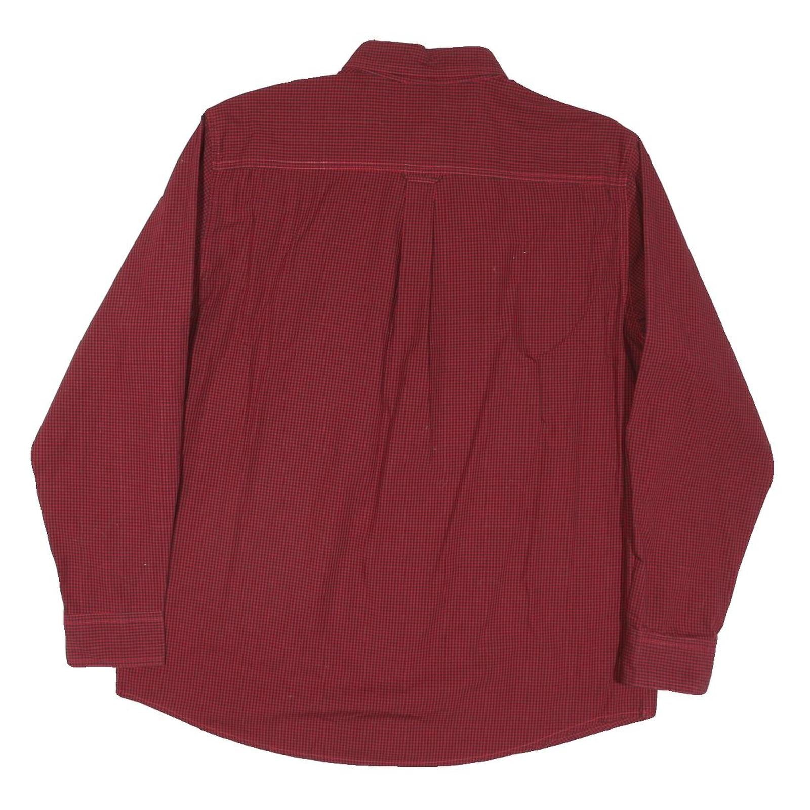 TOMMY HILFIGER Mens Red Cotton Blend Shirt L Classic Check Button-Down Collar