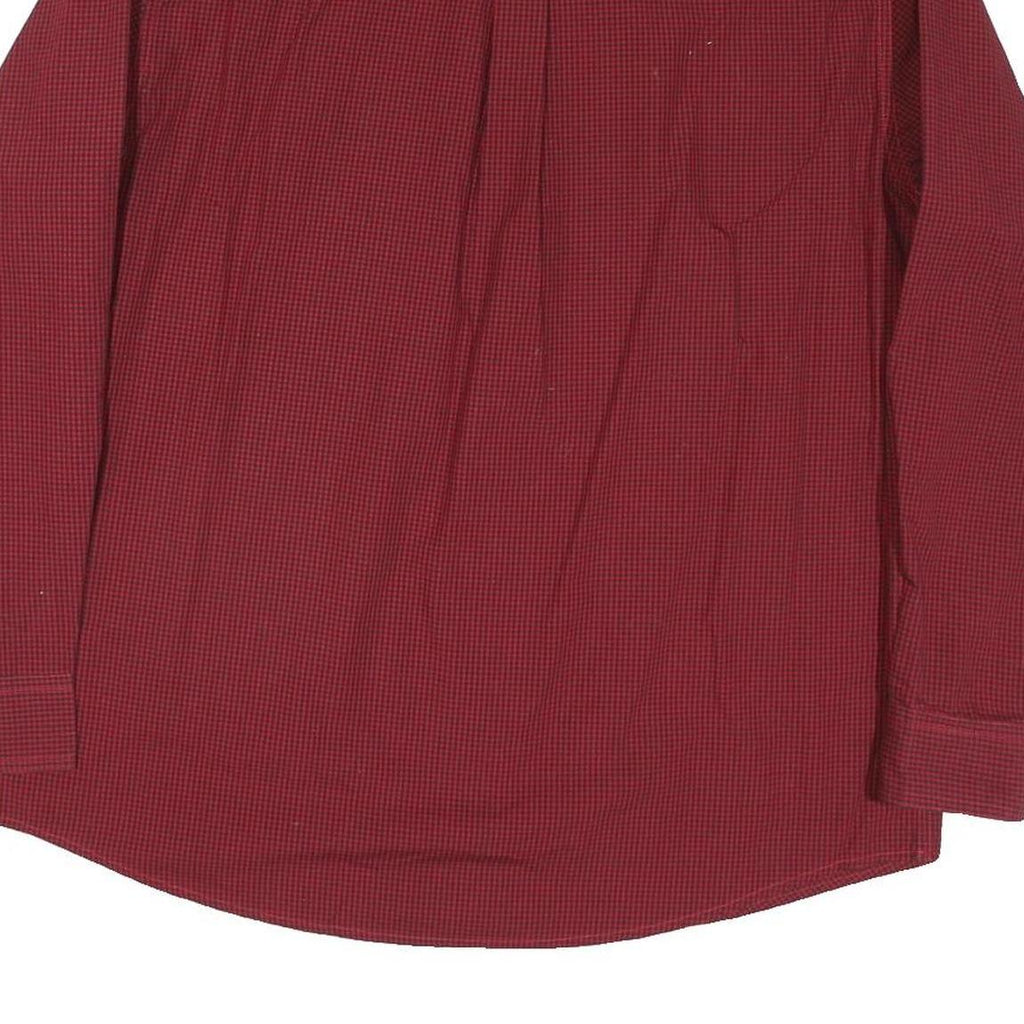 TOMMY HILFIGER Mens Red Cotton Blend Shirt L Classic Check Button-Down Collar