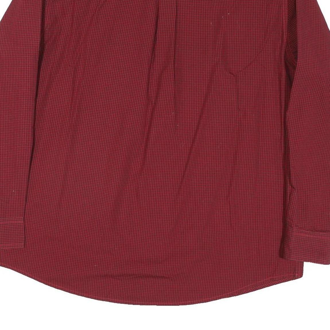 TOMMY HILFIGER Mens Red Cotton Blend Shirt L Classic Check Button-Down Collar