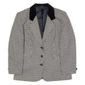 C&A Womens Blazer Jacket Black Wool 90s Houndstooth UK 14