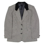 C&A Womens Blazer Jacket Black Wool 90s Houndstooth UK 14