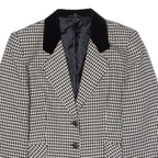 C&A Womens Blazer Jacket Black Wool 90s Houndstooth UK 14