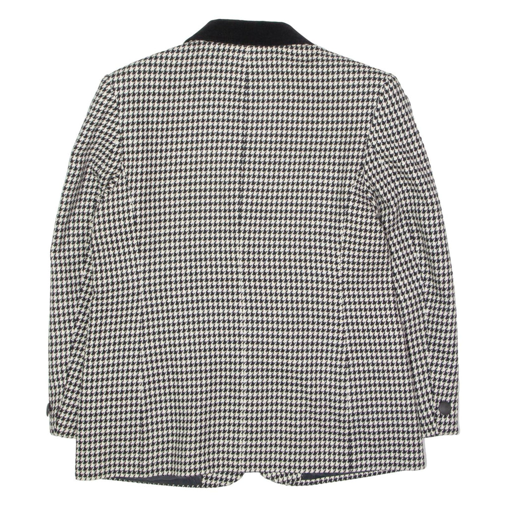 C&A Womens Blazer Jacket Black Wool 90s Houndstooth UK 14