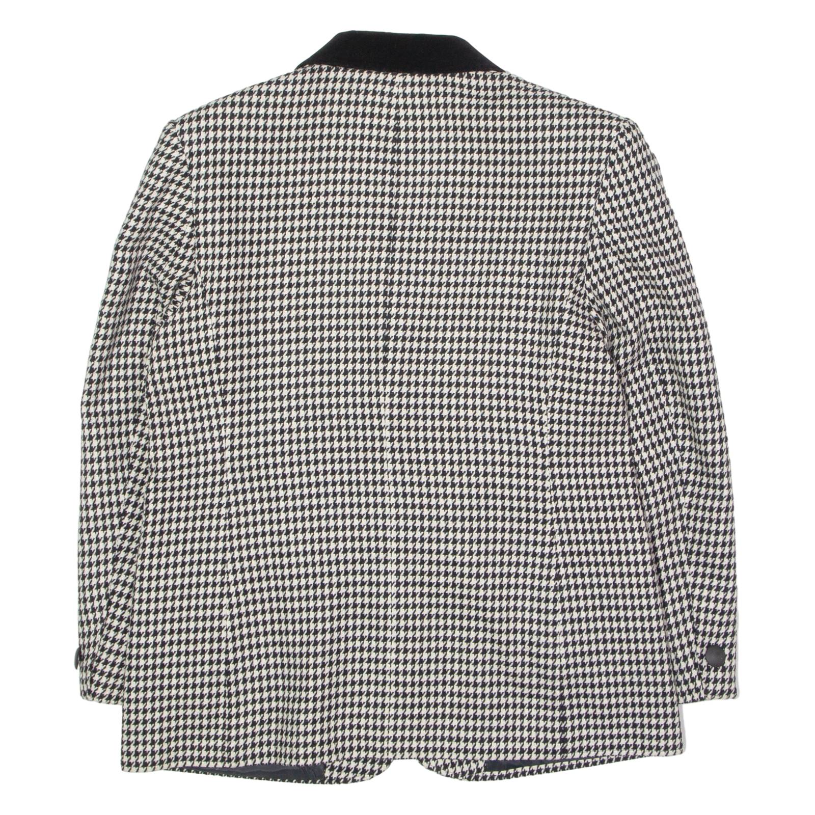 C&A Womens Blazer Jacket Black Wool 90s Houndstooth UK 14