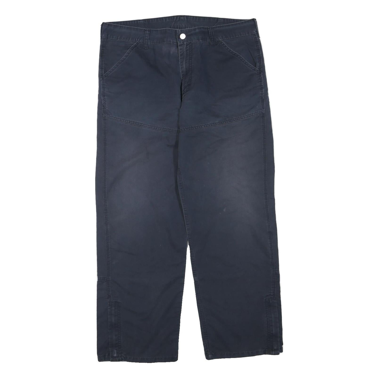 CARHARTT Womens Cotton Blend Navy Regular Fit Straight Leg Trousers W36 L30