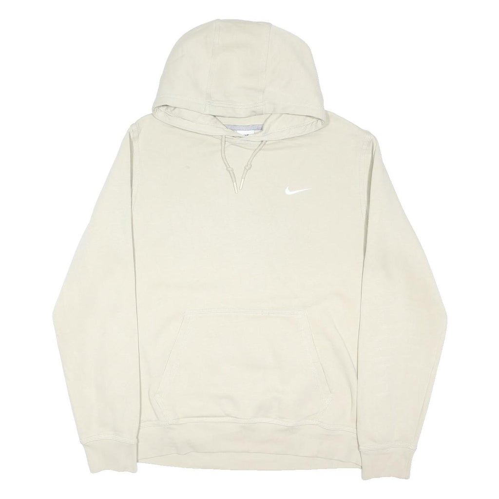 NIKE Mens Cream Hoodie L Cotton Blend Casual Sportswear Sweatshirt