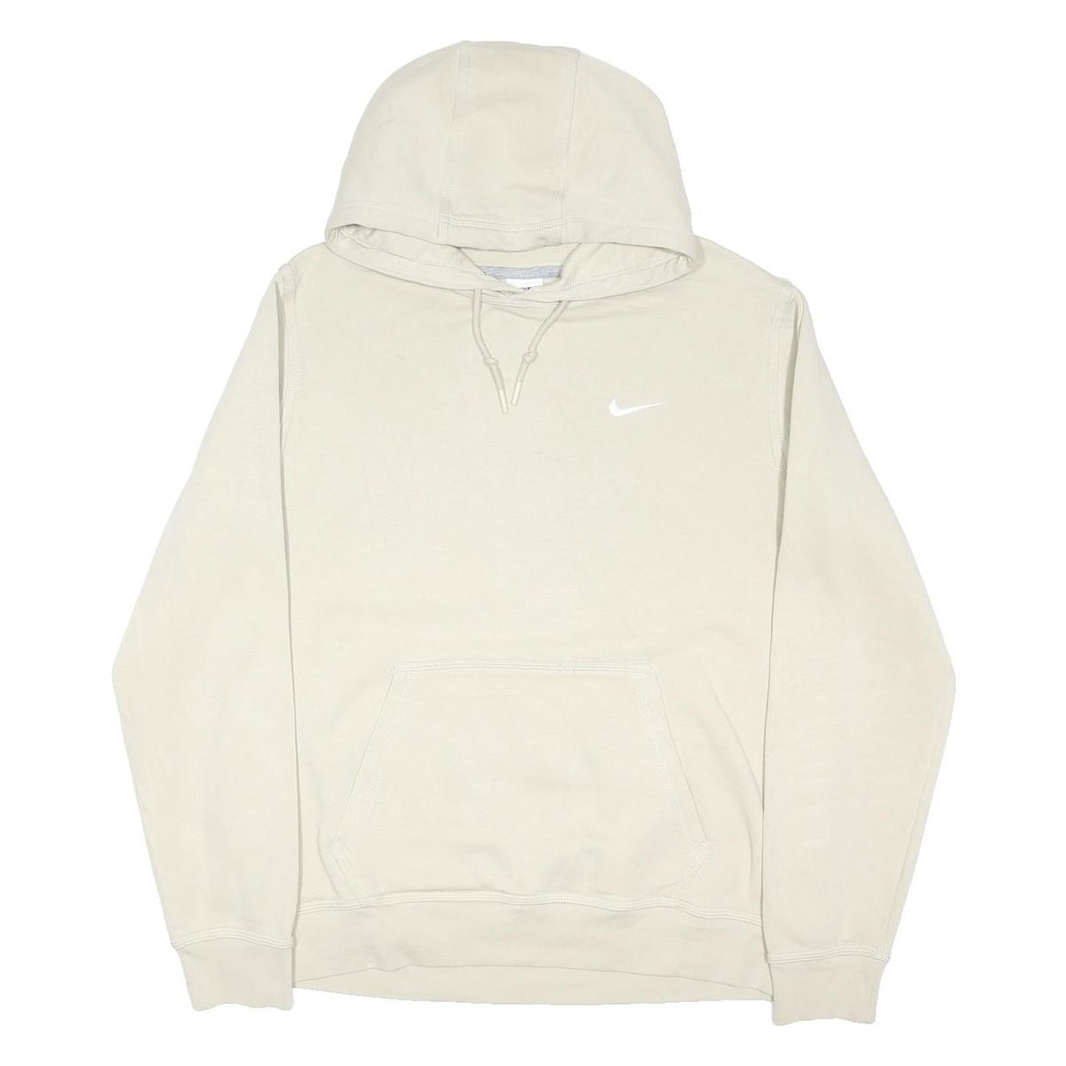 NIKE Mens Cream Hoodie L Cotton Blend Casual Sportswear Sweatshirt