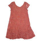 GANNI Womens Day Dress Red Lace Short Sleeve Knee Length S