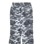 NODAM Womens Regular Fit Grey Camouflage Cotton Blend Zip Trousers W28 L32