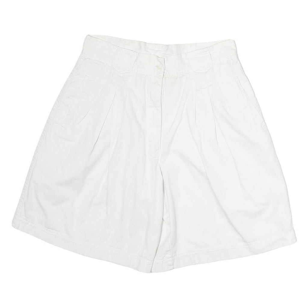 Womens White Casual Cotton Blend Shorts L W32 Relaxed Fit Summer Wear