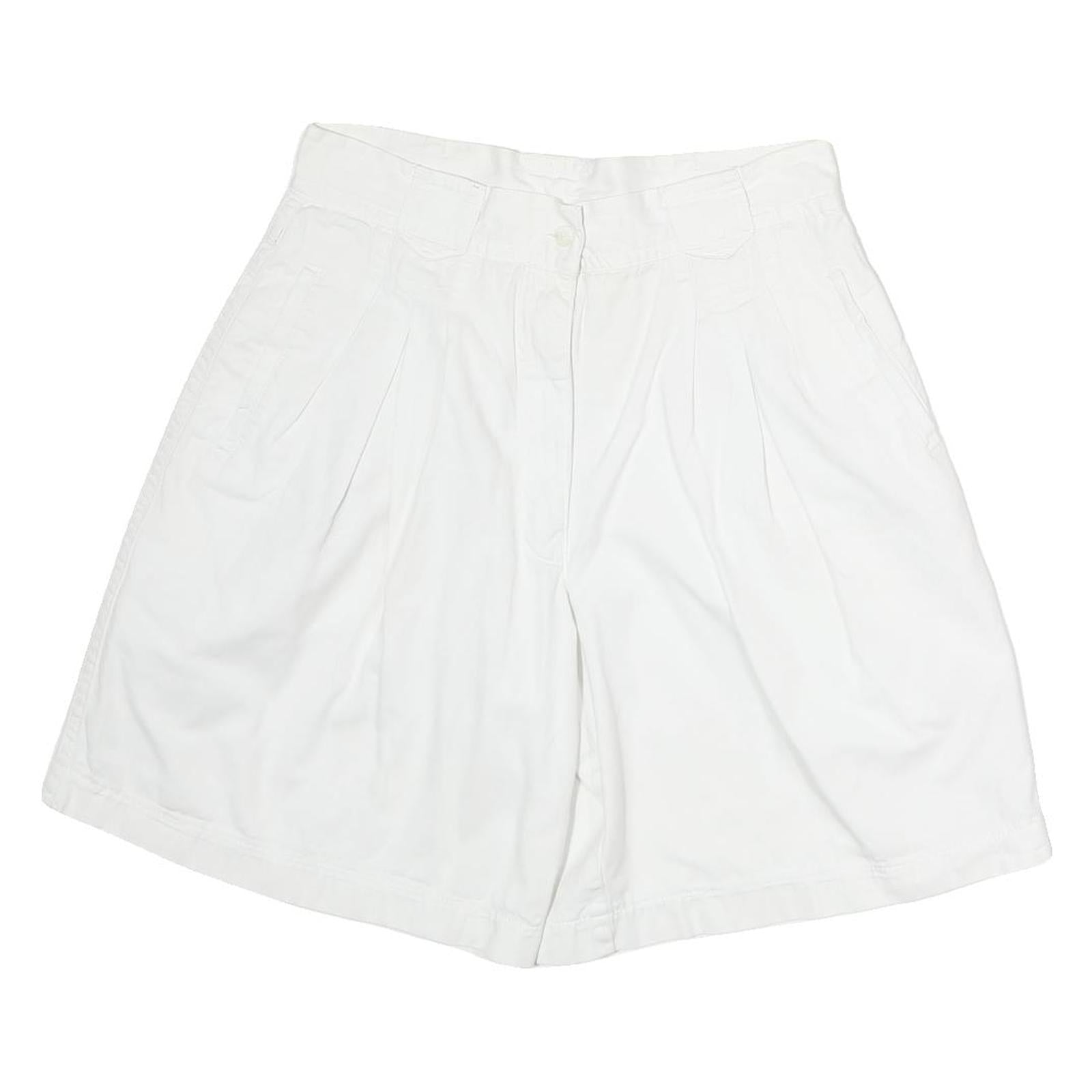 Womens White Casual Cotton Blend Shorts L W32 Relaxed Fit Summer Wear