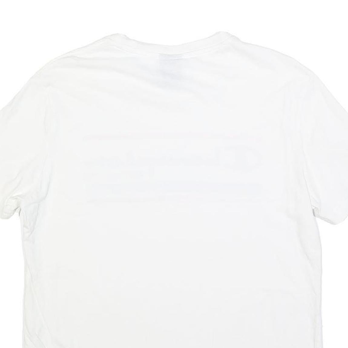 CHAMPION Mens White Graphic T-Shirt S Short Sleeve Crew Neck Cotton Casual