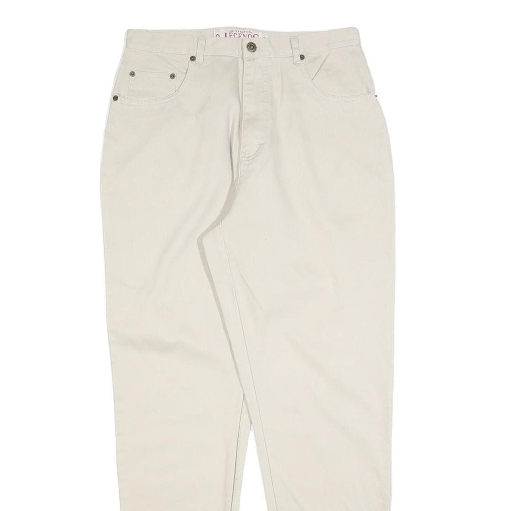 LEGENDS Womens Cotton Blend Cream Regular Fit Straight Leg Trousers W30 L30