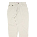 LEGENDS Womens Cotton Blend Cream Regular Fit Straight Leg Trousers W30 L30