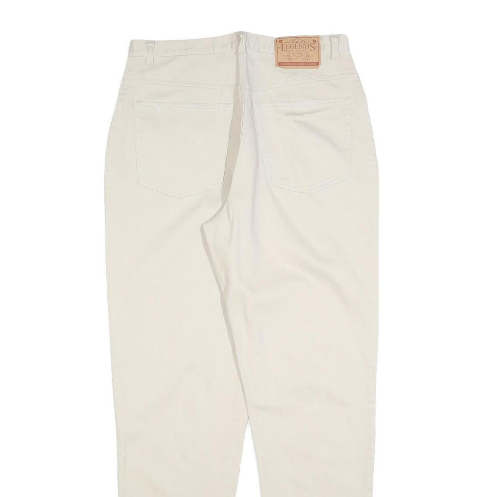 LEGENDS Womens Cotton Blend Cream Regular Fit Straight Leg Trousers W30 L30