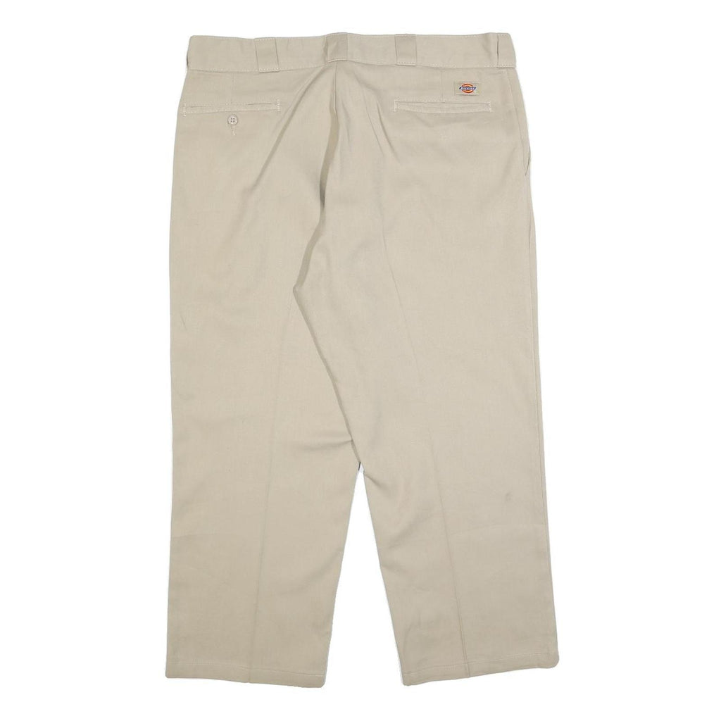 DICKIES Mens Cotton Blend Beige Regular Fit Straight Leg Trousers W38 L25