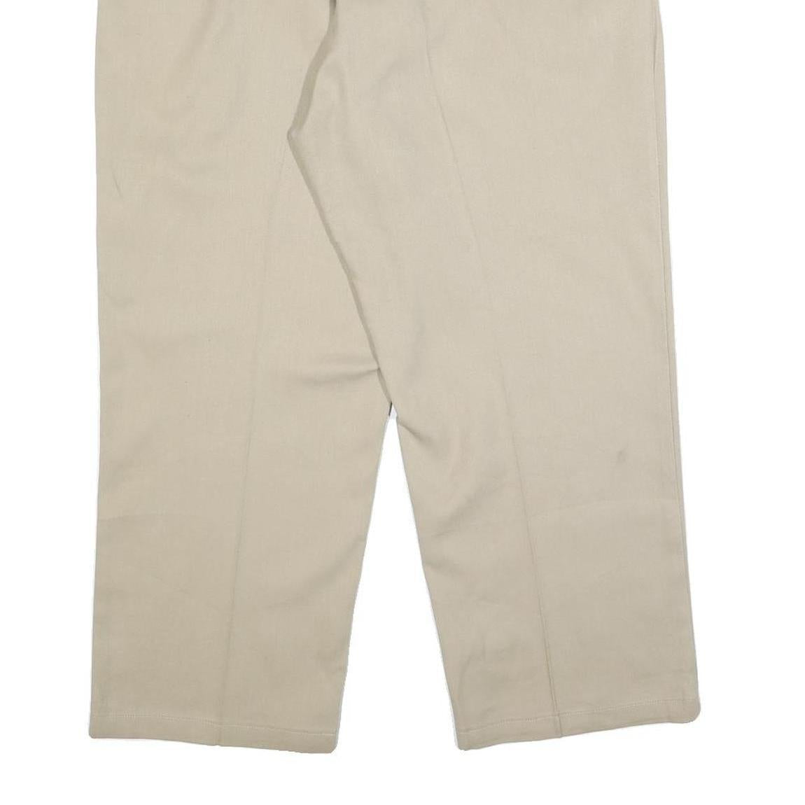 DICKIES Mens Cotton Blend Beige Regular Fit Straight Leg Trousers W38 L25