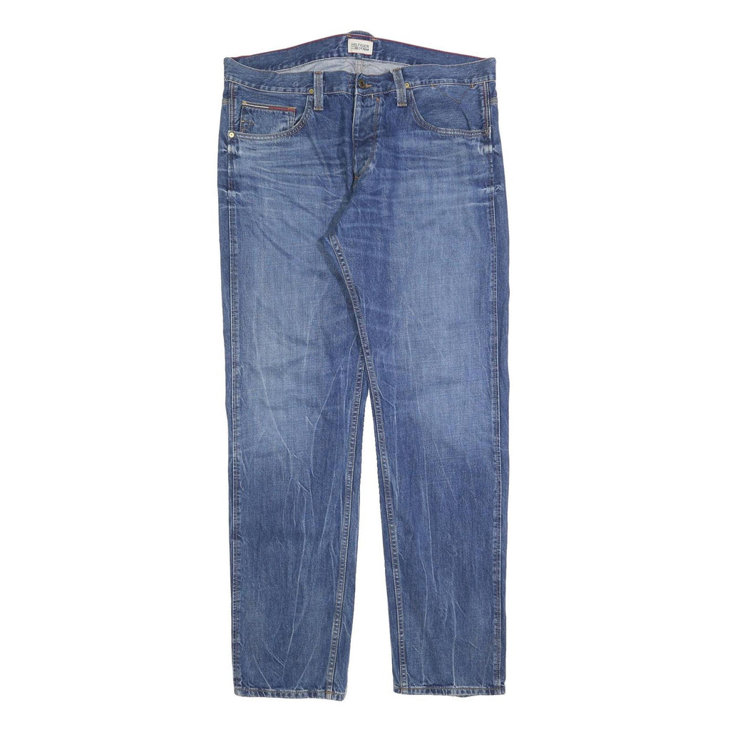 TOMMY HILFIGER Mens Jeans Blue Regular Straight Denim Medium W38 L34 Zip Cotton