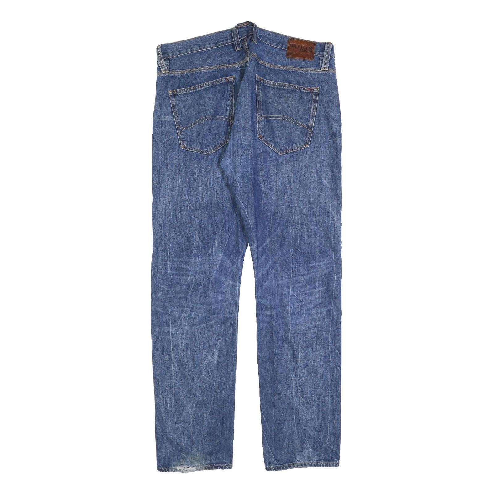 TOMMY HILFIGER Mens Jeans Blue Regular Straight Denim Medium W38 L34 Zip Cotton