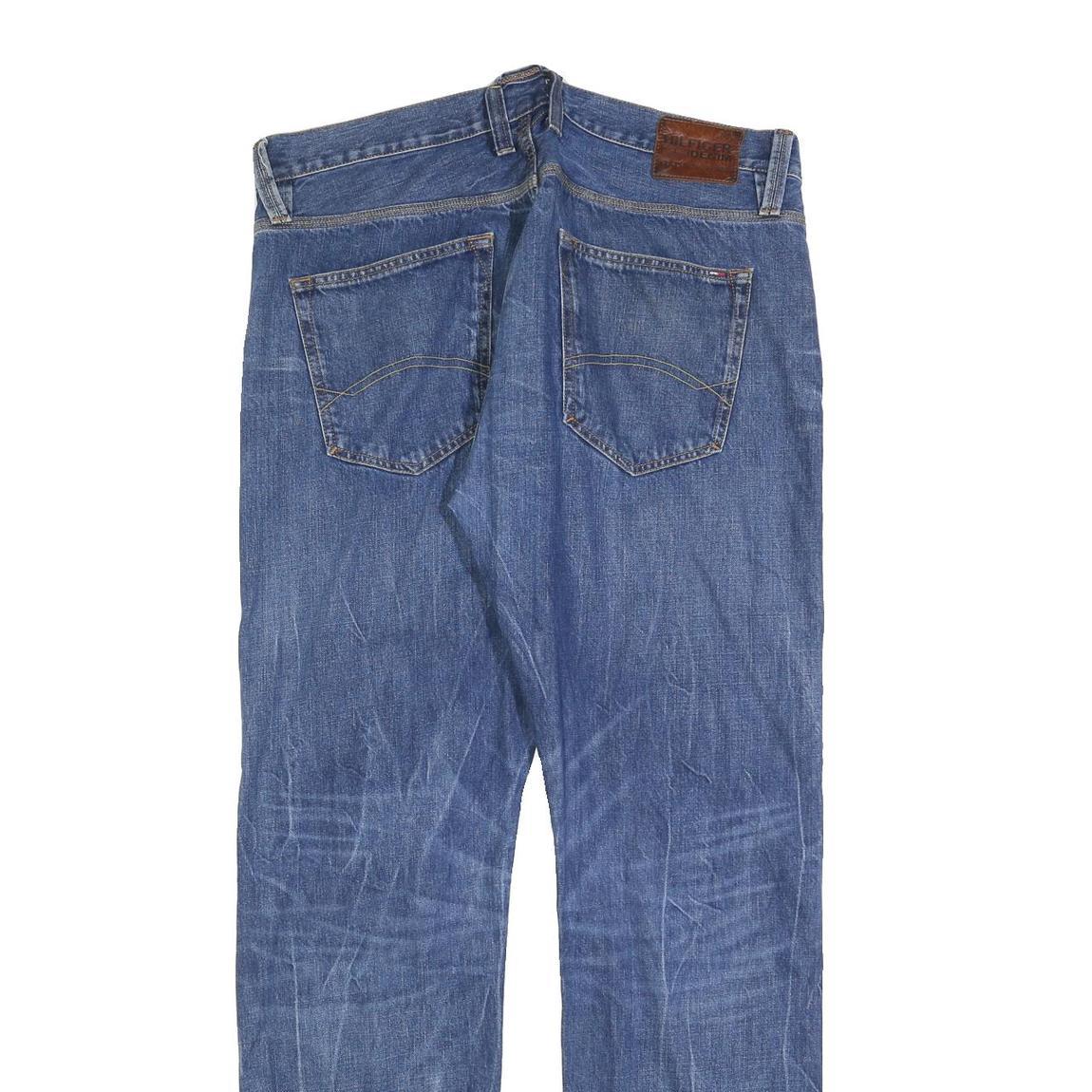 TOMMY HILFIGER Mens Jeans Blue Regular Straight Denim Medium W38 L34 Zip Cotton