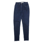 LEVI'S Womens Slim Blue Denim Raw Hem Jeans W26 L32 Classic Cotton Blend Zip