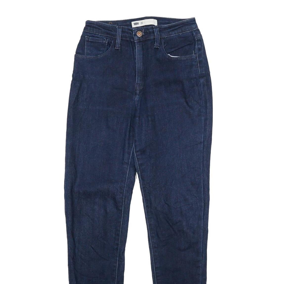 LEVI'S Womens Slim Blue Denim Raw Hem Jeans W26 L32 Classic Cotton Blend Zip