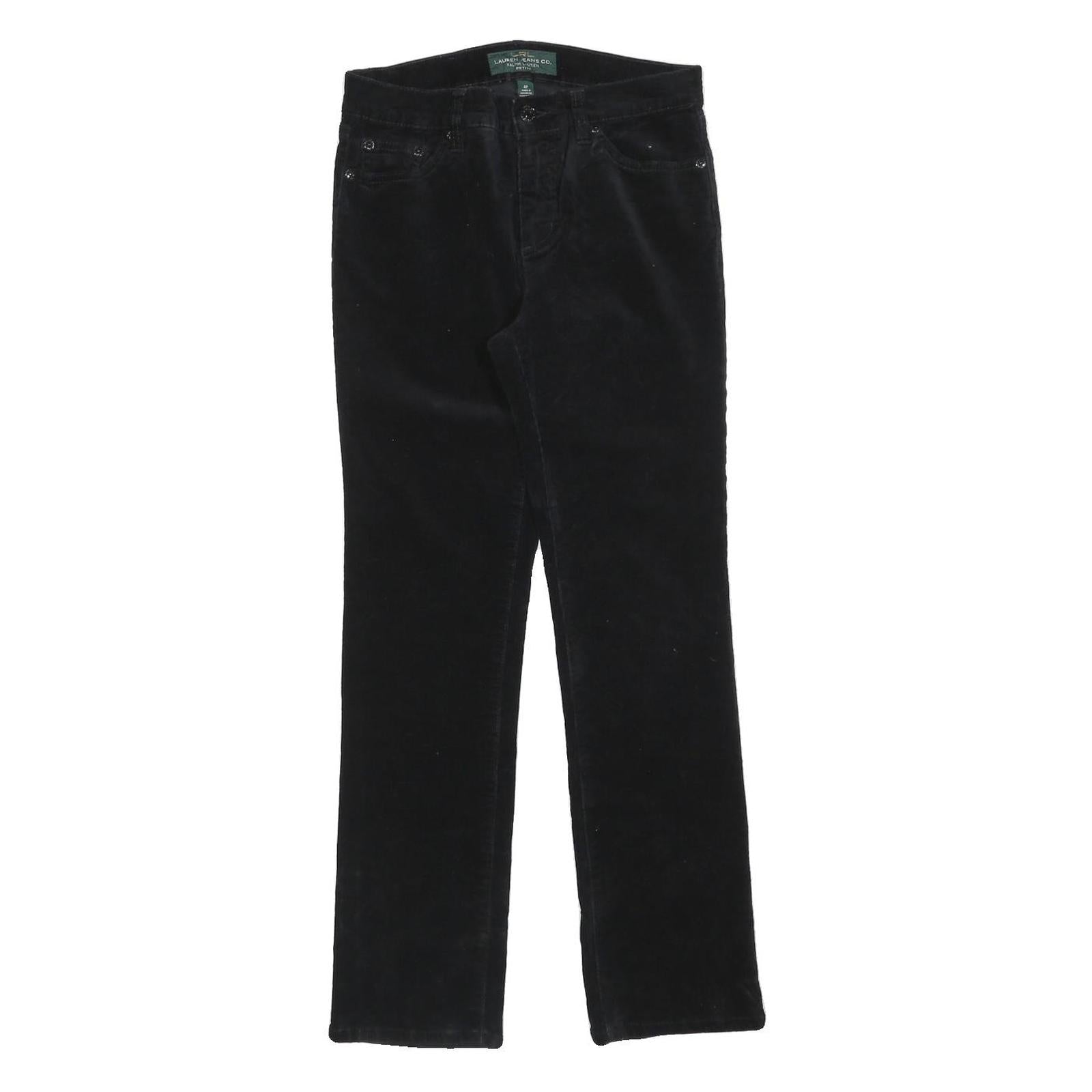 LAUREN RALPH LAUREN Womens Black Cotton Blend Slim Straight Trousers W28 L28