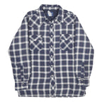 WRANGLER Mens Blue & White Plaid Button Jacket L Cotton Blend Casual Outerwear