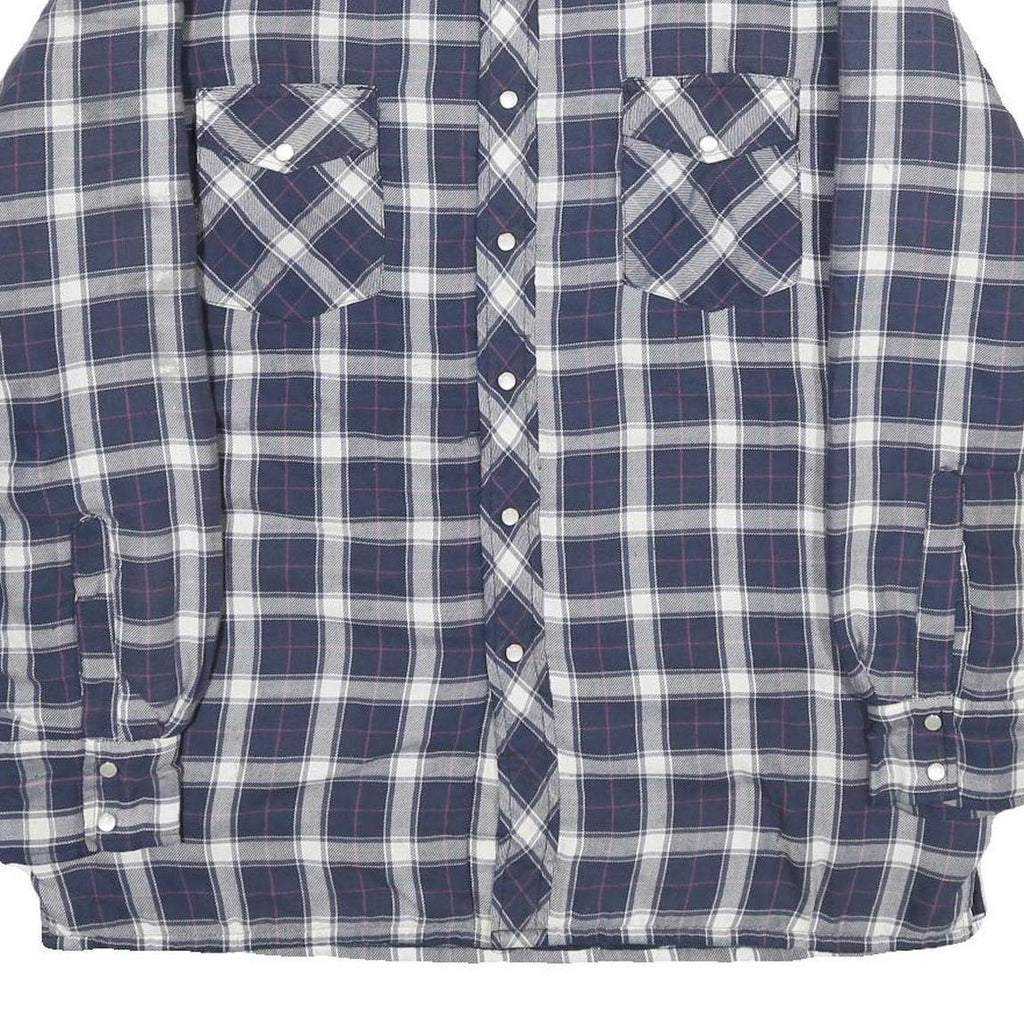 WRANGLER Mens Blue & White Plaid Button Jacket L Cotton Blend Casual Outerwear